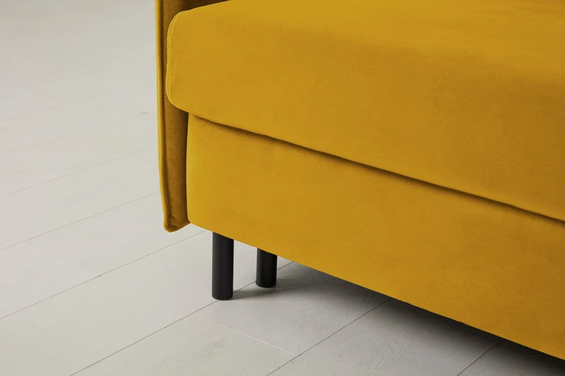 Model 12 Dreisitzer-Schlafsofa mit Chaiselongue links, Senfgelb