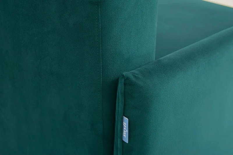 Model 12 Dreisitzer-Schlafsofa mit Chaiselongue links, Eisvogelblau