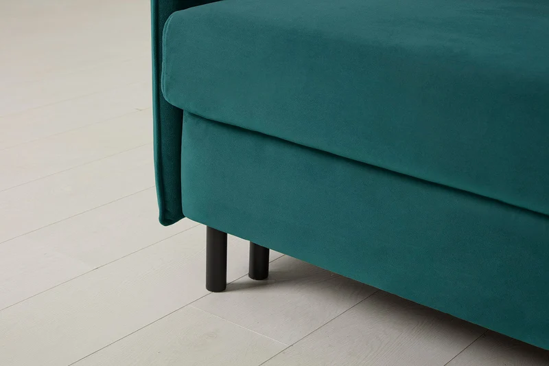 Model 12 Dreisitzer-Schlafsofa mit Chaiselongue links, Eisvogelblau