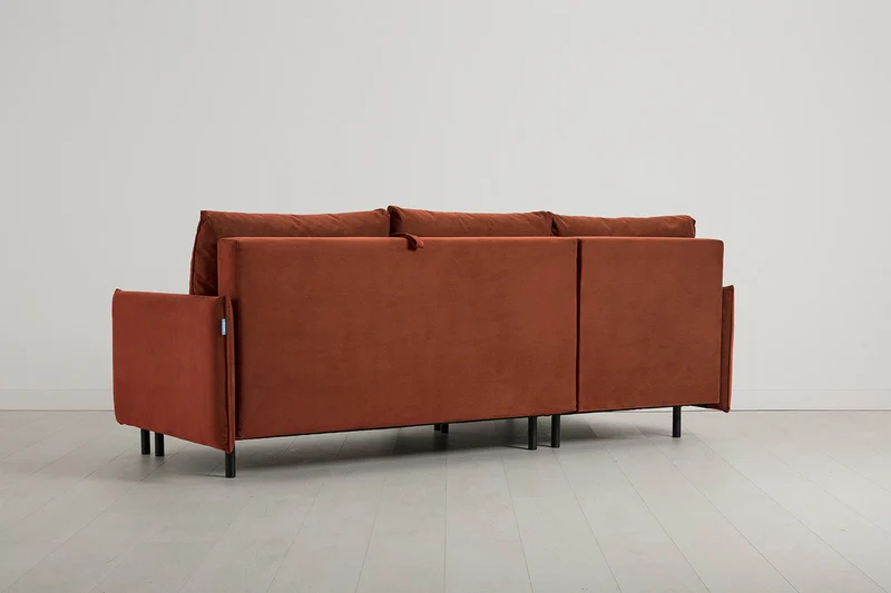 Model 12 Dreisitzer-Schlafsofa mit Chaiselongue links, Ziegelrot