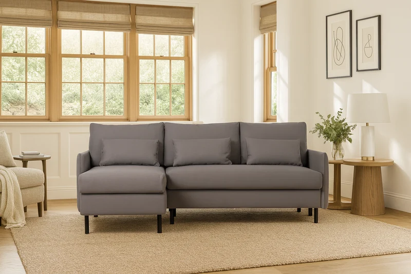 Model 12 Dreisitzer-Schlafsofa mit Chaiselongue links, Risso