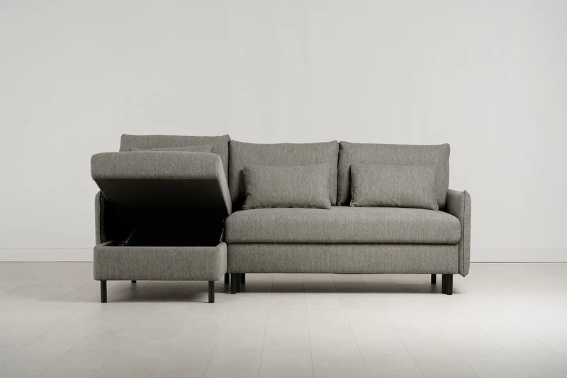 Model 12 Dreisitzer-Sofa mit Chaiselongue links, Schattengrau
