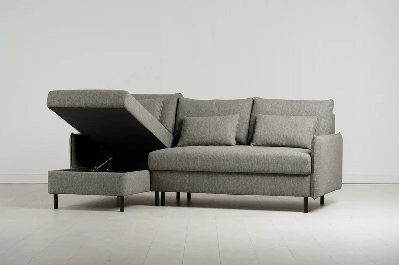 Model 12 Dreisitzer-Sofa mit Chaiselongue links, Schattengrau