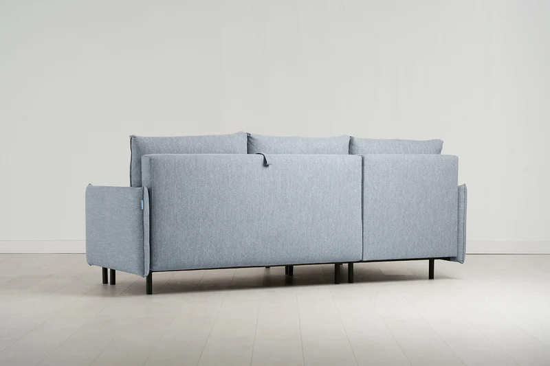 Model 12 Dreisitzer-Schlafsofa mit Chaiselongue links, Meerglasblau