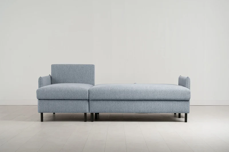 Model 12 Dreisitzer-Schlafsofa mit Chaiselongue links, Meerglasblau