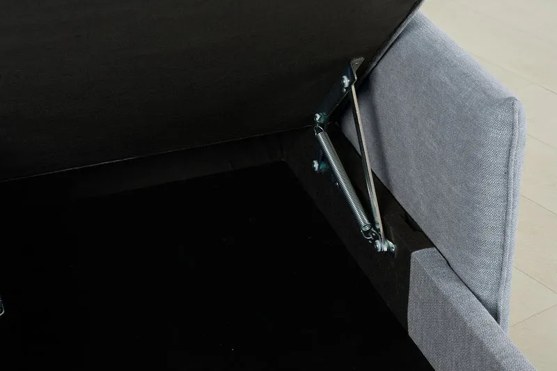 Model 12 Dreisitzer-Schlafsofa mit Chaiselongue links, Meerglasblau