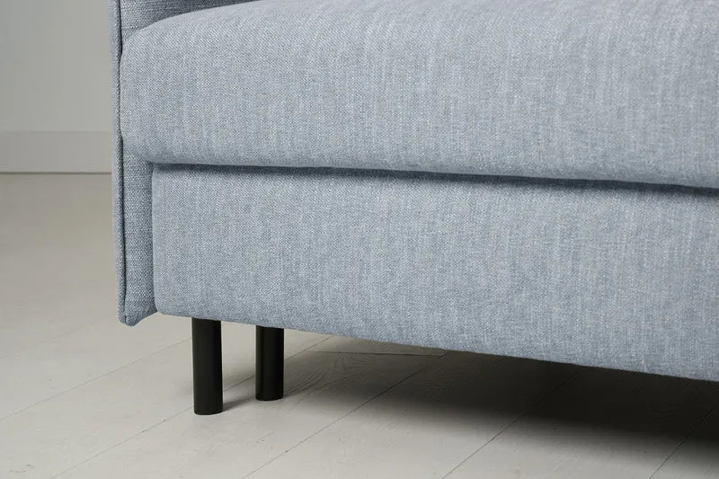 Model 12 Dreisitzer-Schlafsofa mit Chaiselongue links, Meerglasblau