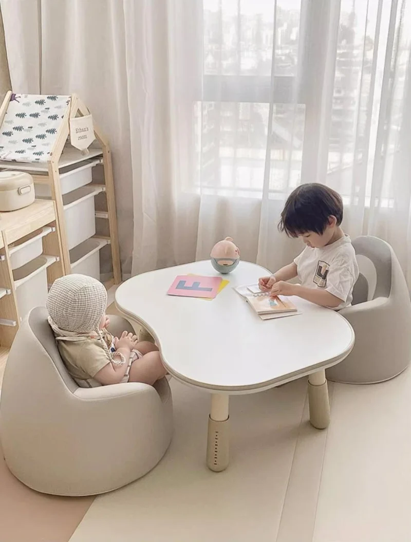 Peanut Height Adjustable Dual-kid White Study Table