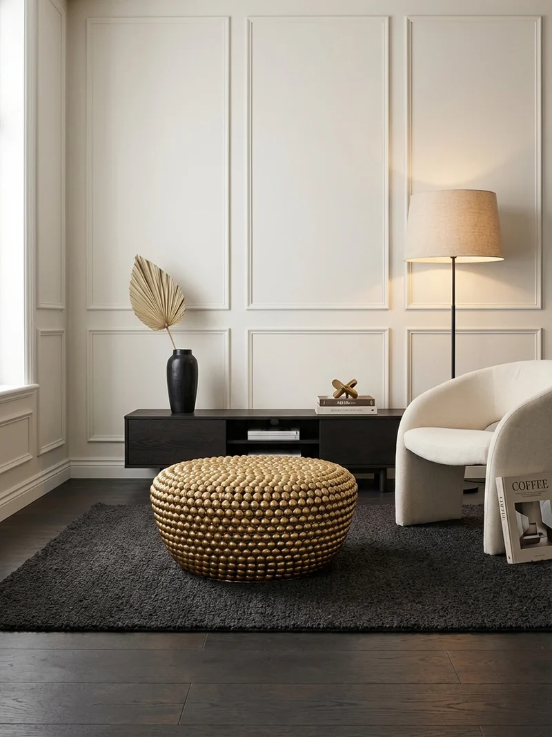 Beistelltisch im orientalischen Stil aus Aluminium mit abgerundeter Form