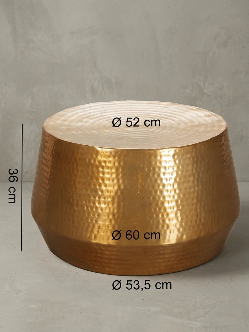 Couchtisch orientalisch Aluminium Hammerschlagstruktur mit praktischer Ablage