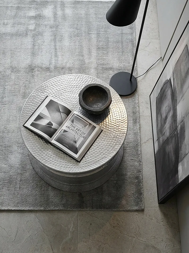 Couchtisch orientalisch rund Aluminium Hammerschlag-Look handgefertigt stabil langlebig