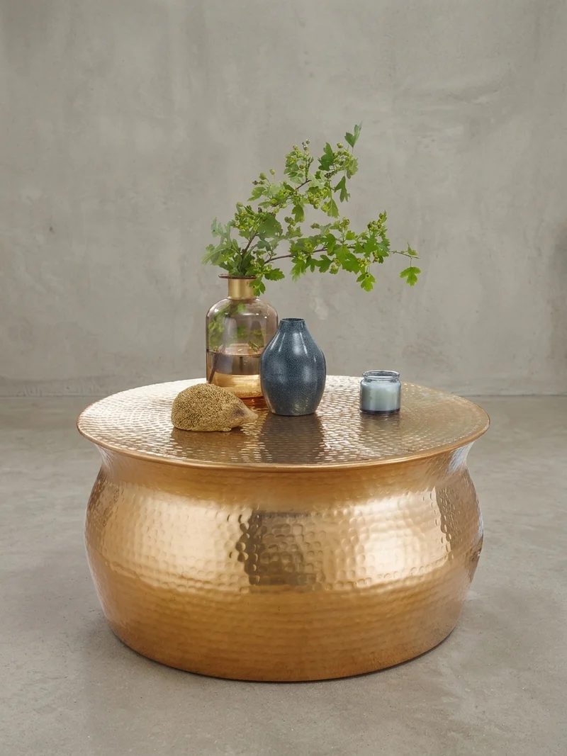 Couchtisch: Orientalisch, Hammerschlagstrukturen, Aluminium, Handgefertigt