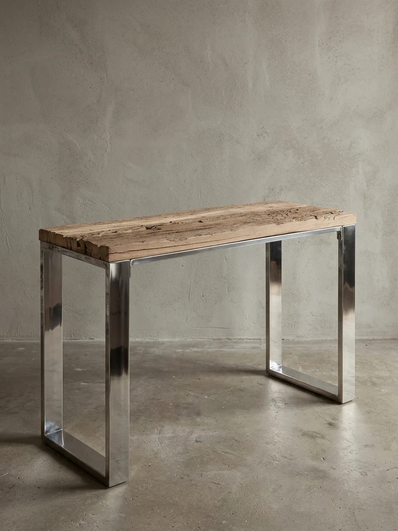 Konsolentisch – Massivholz/Metall, 115 cm, Industrial-Stil