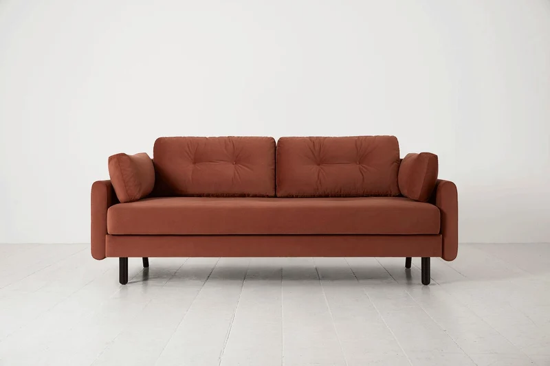 Model 04 Dreisitzer-Schlafsofa, Ziegelrot