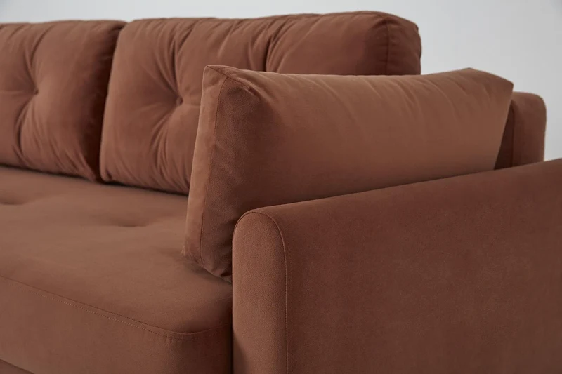 Model 04 Dreisitzer-Schlafsofa, Ziegelrot