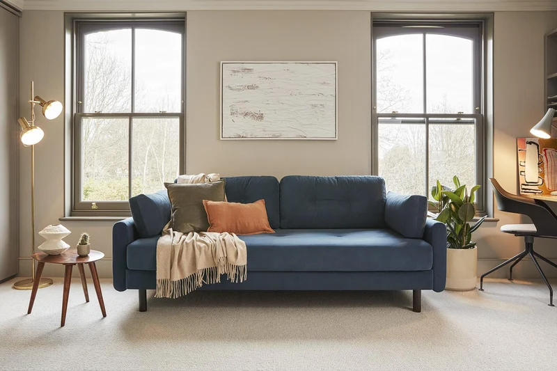 Model 04 Dreisitzer-Schlafsofa, Blaugrün