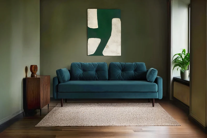 Model 04 Dreisitzer-Schlafsofa, Blaugrün