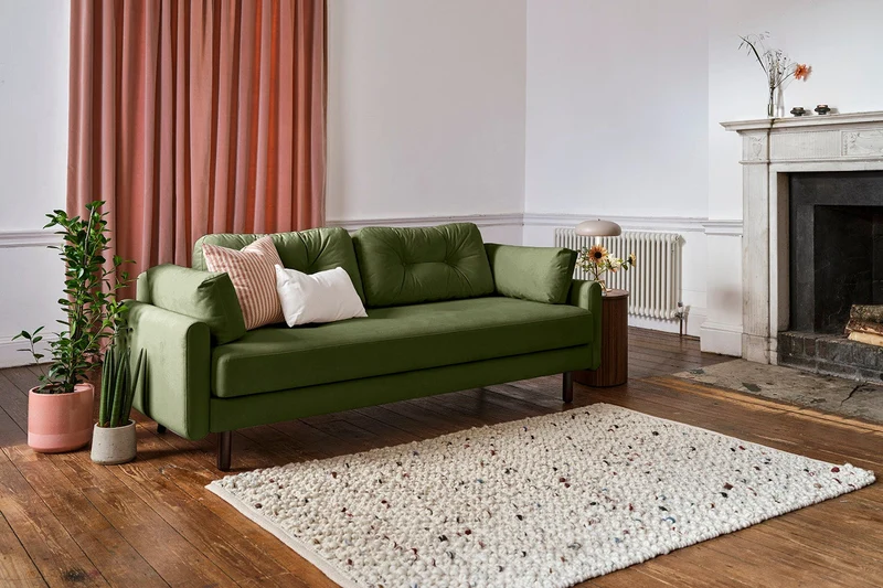 Model 04 Dreisitzer-Schlafsofa, Laubgrün