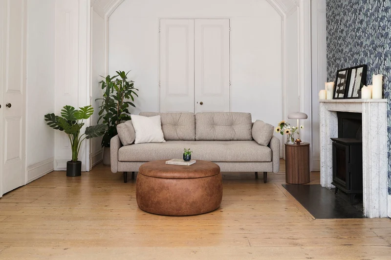 Model 04 Dreisitzer-Schlafsofa, Steingrau