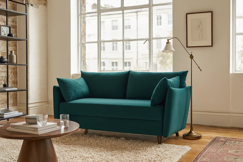 Model 08 Zweisitzer-Schlafsofa , Eisvogelblau