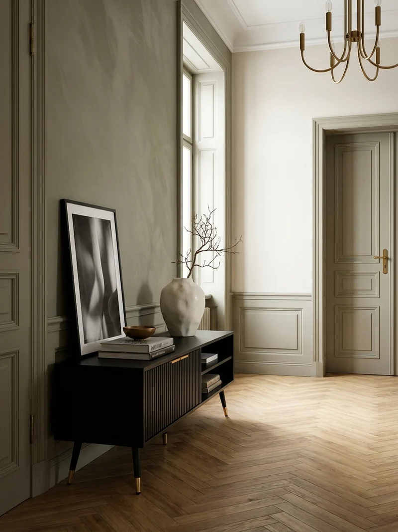 Lowboard Schwarz Eiche-Dekor Modern Stil 150x51x39 cm mit Türen und Ablagefächern