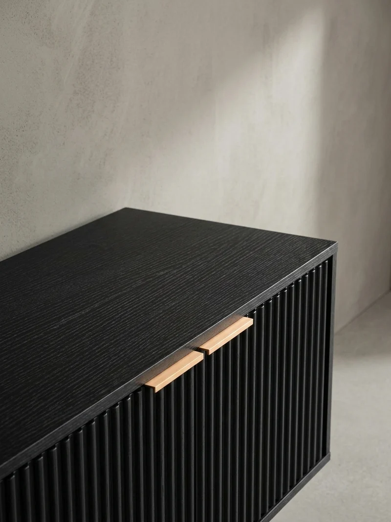 Lowboard Schwarz Eiche-Dekor Modern Stil 150x60x39 cm mit Türen
