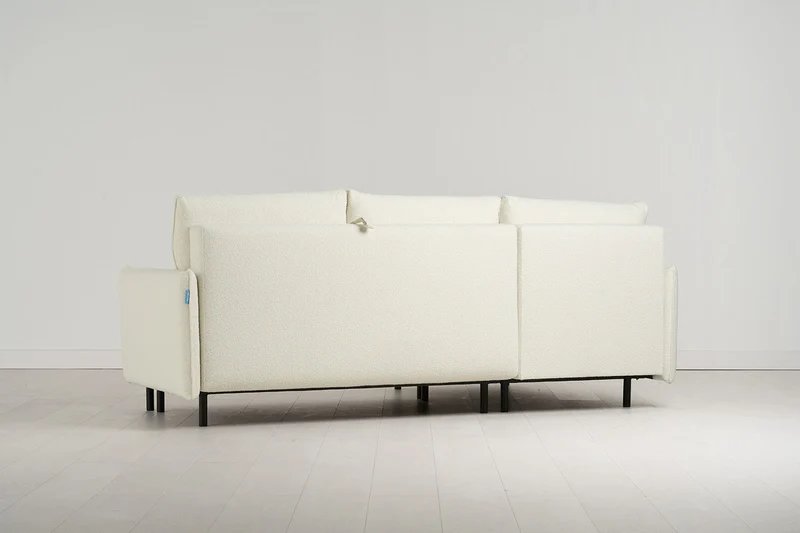 Model 12 Dreisitzer-Schlafsofa mit Chaiselongue links, Elfenbeinfarbe