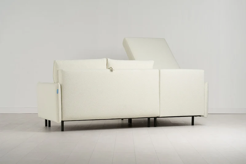 Model 12 Dreisitzer-Schlafsofa mit Chaiselongue links, Elfenbeinfarbe