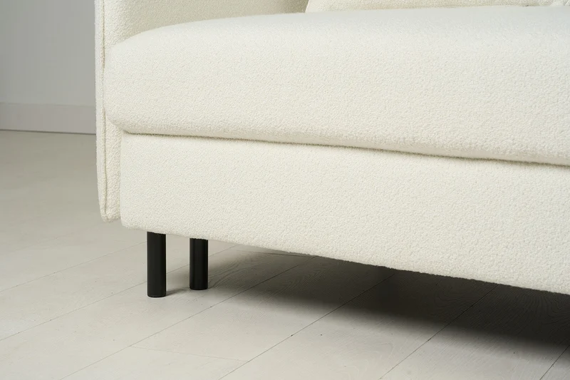 Model 12 Dreisitzer-Schlafsofa mit Chaiselongue links, Elfenbeinfarbe