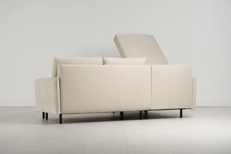 Model 12 Dreisitzer-Schlafsofa mit Chaiselongue links, Kreideweiß