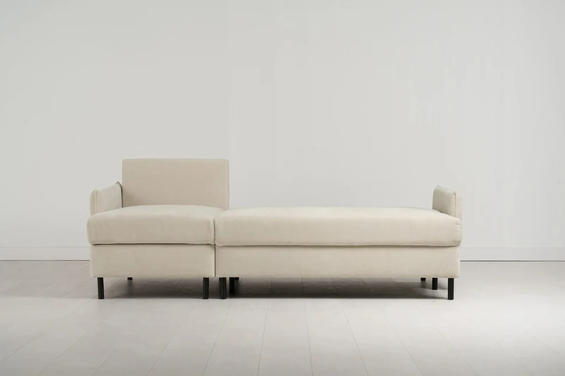 Model 12 Dreisitzer-Schlafsofa mit Chaiselongue links, Kreideweiß