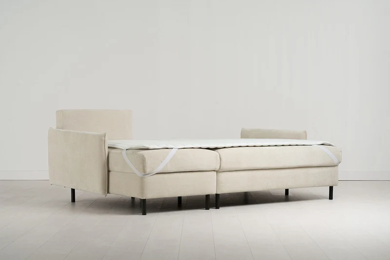 Model 12 Dreisitzer-Schlafsofa mit Chaiselongue links, Kreideweiß
