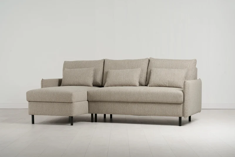 Model 12 Dreisitzer-Schlafsofa mit Chaiselongue links, Steingrau