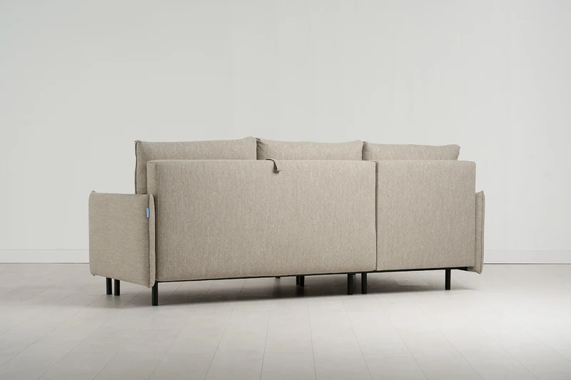 Model 12 Dreisitzer-Schlafsofa mit Chaiselongue links, Steingrau