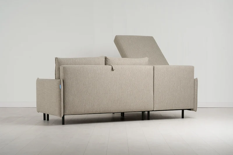 Model 12 Dreisitzer-Schlafsofa mit Chaiselongue links, Steingrau