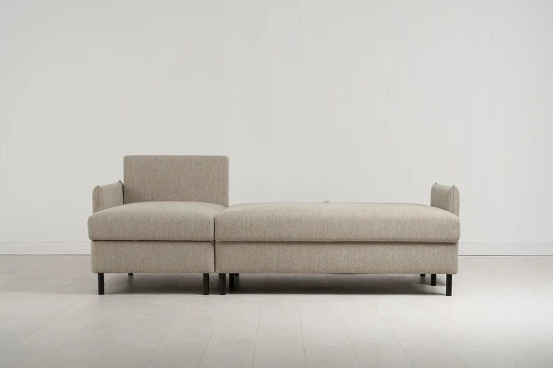 Model 12 Dreisitzer-Schlafsofa mit Chaiselongue links, Steingrau