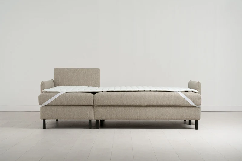 Model 12 Dreisitzer-Schlafsofa mit Chaiselongue links, Steingrau