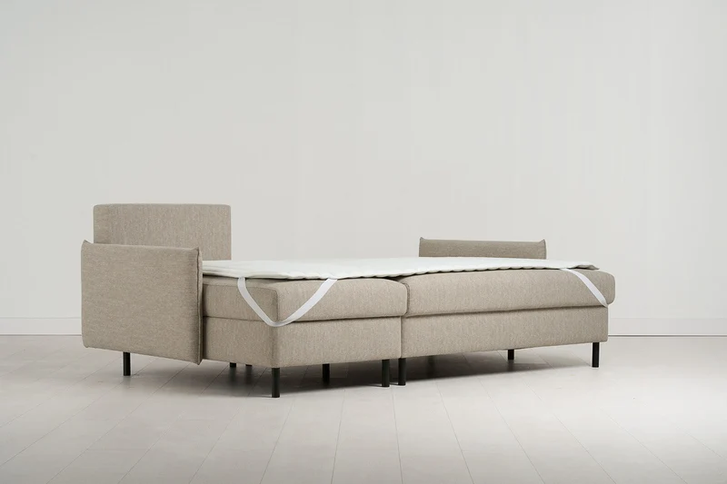 Model 12 Dreisitzer-Schlafsofa mit Chaiselongue links, Steingrau