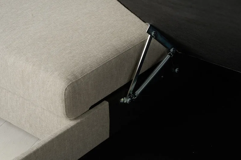 Model 12 Dreisitzer-Schlafsofa mit Chaiselongue links, Steingrau