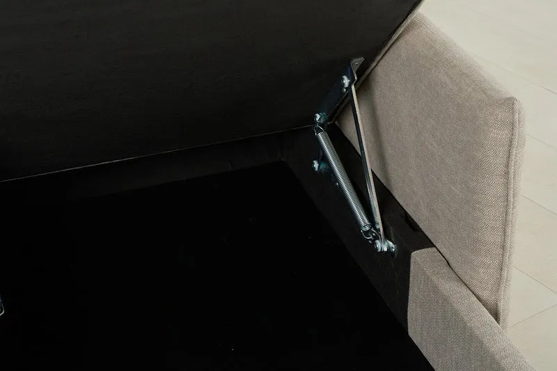 Model 12 Dreisitzer-Schlafsofa mit Chaiselongue links, Steingrau