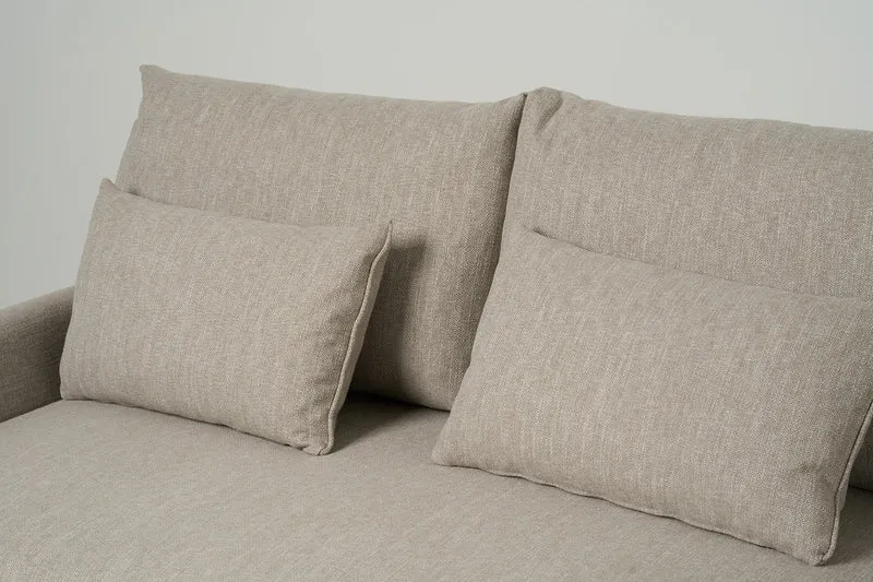 Model 12 Dreisitzer-Schlafsofa mit Chaiselongue links, Steingrau