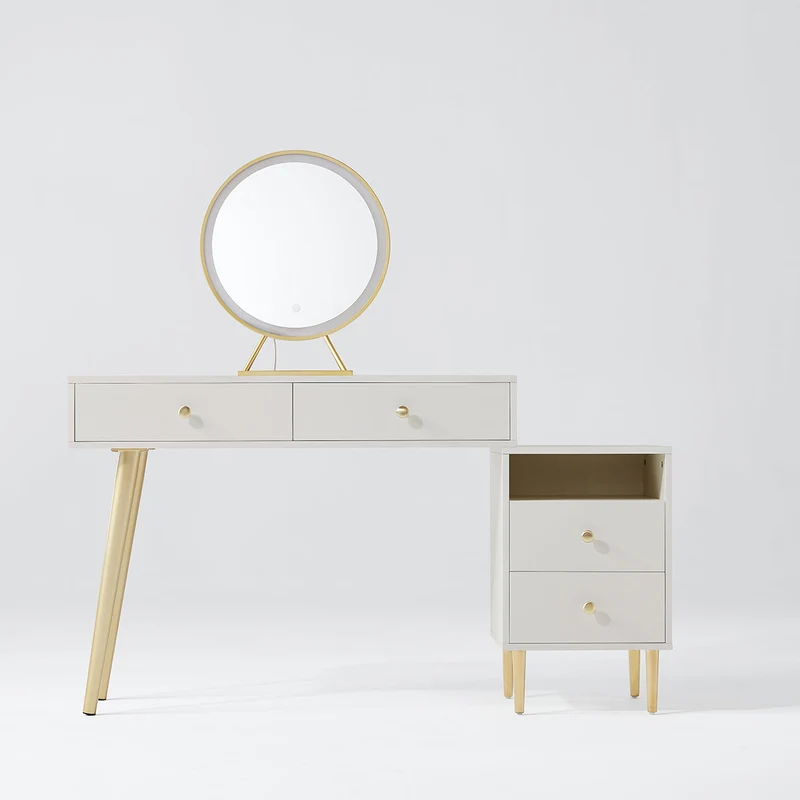 Luxury Dressing Table with Ivory Stool Set