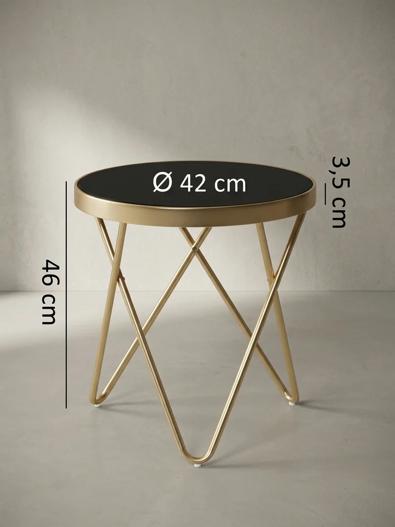 Beistelltisch Glas Metall V-Gestell 70er-Jahre Design