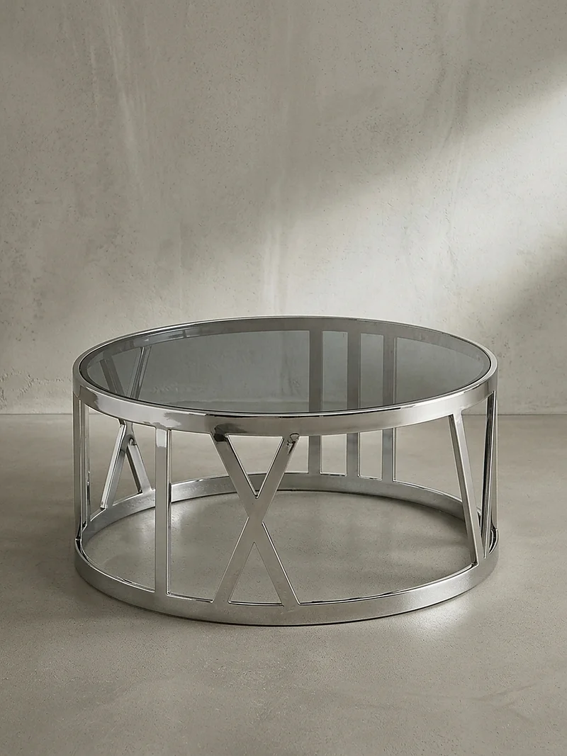 Couchtisch mit Glasplatte, Metallgestell, handgefertigt, Belastbarkeit 20 kg