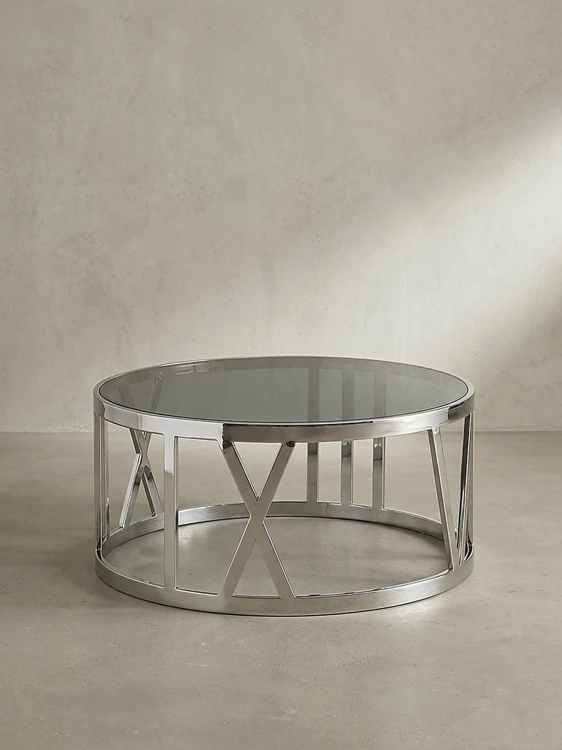 Couchtisch mit Glasplatte, Metallgestell, handgefertigt, Belastbarkeit 20 kg