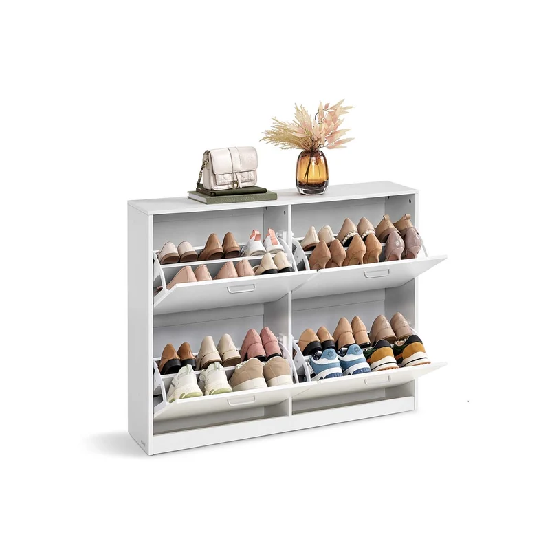 Schuhschrank mit vier Klappen und verstellbarer Trennwand für Flur