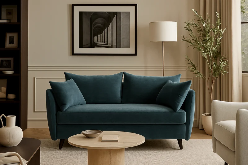 Model 08 Zweisitzer-Schlafsofa , Wasserblau
