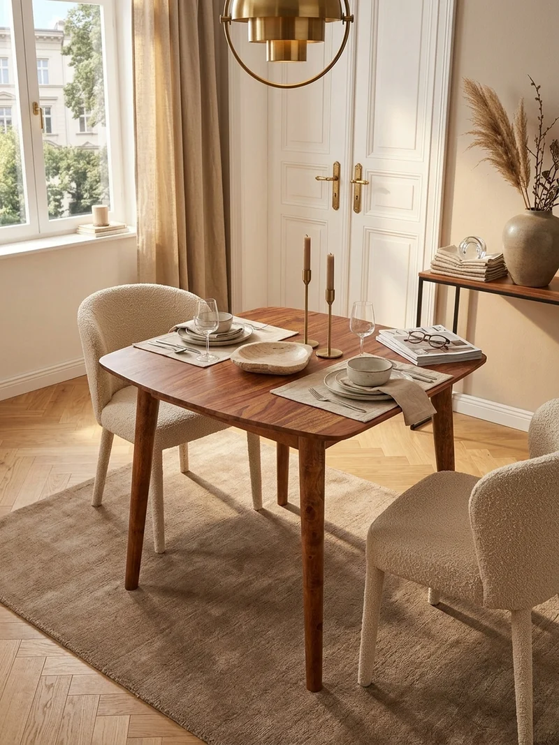 Esszimmertisch – Massivholz Braun 80x80 cm Landhausstil robust