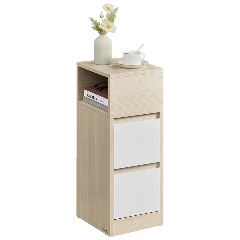 Schmaler Nachttisch mit 2 Schubladen