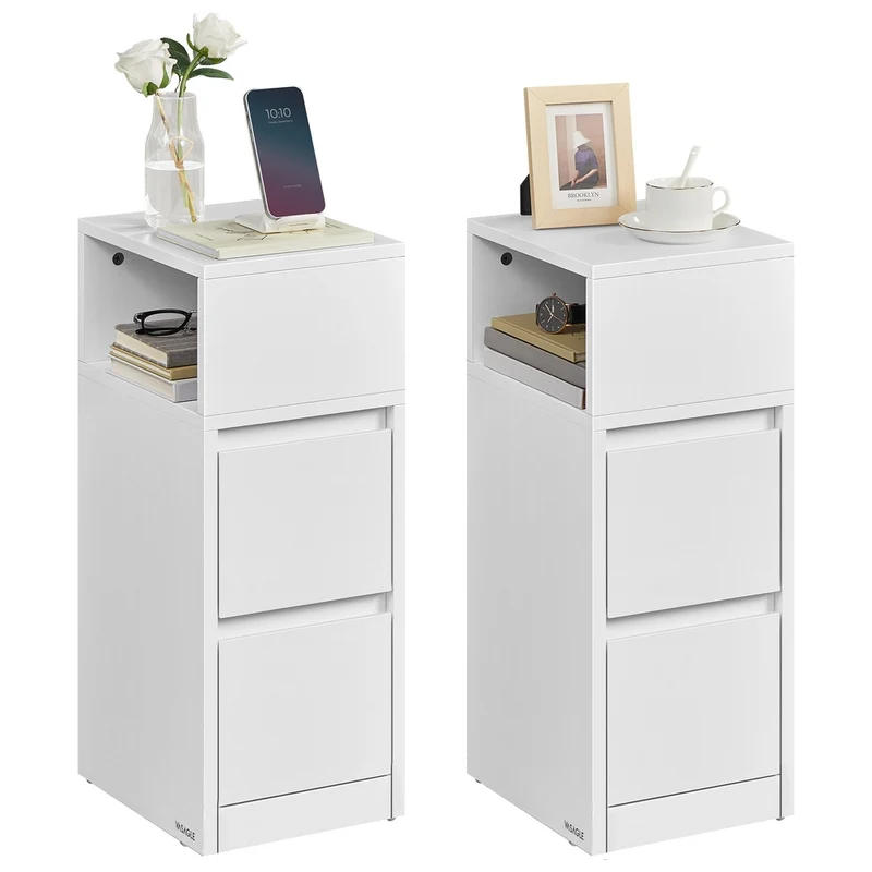 Schmaler Nachttisch mit 2 Schubladen